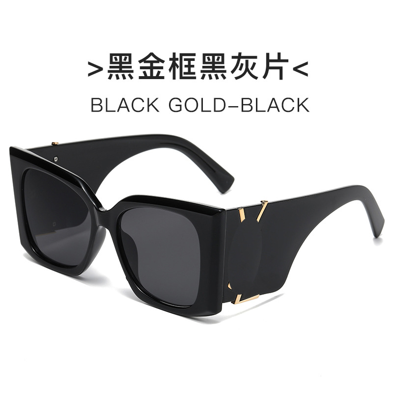 Retro Black Square Women Sunglasses Luxury Large Frame Gradient Glasses New Fashion Cat Eye Oversized Sunglasses