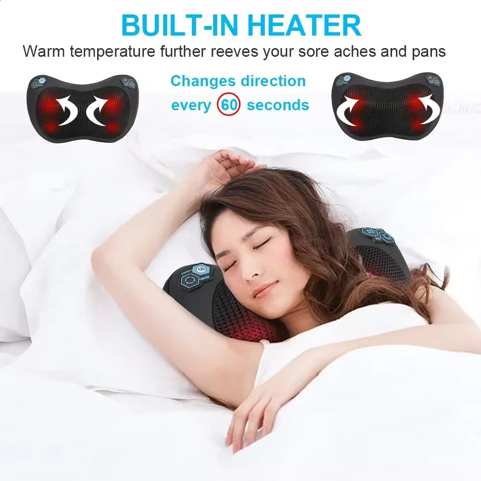 Neck massager pillow waist and shoulder multifunctional electric massager heating kneading and massage pillow 240914