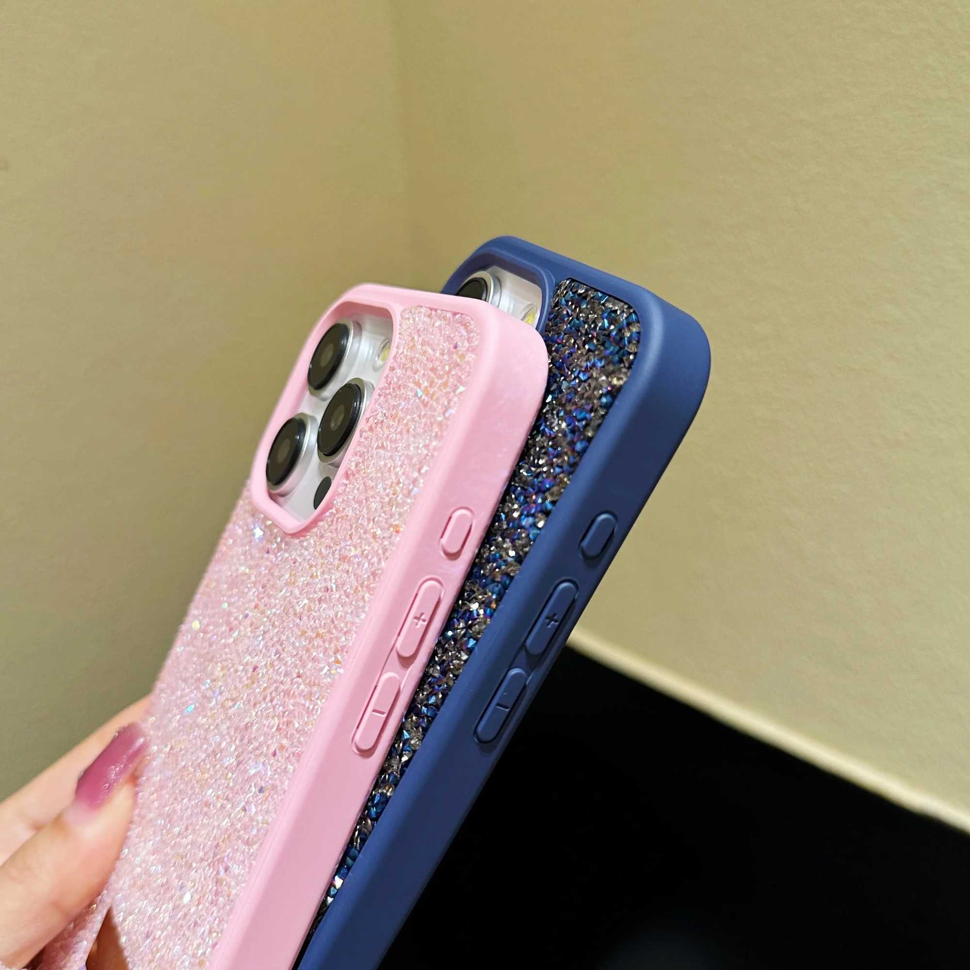 Luxury INS Dazzling Full Covered Zircon Macaroon Color Phone Case for iPhone 16 15 14 11 12 13 Pro Max Plus Back Cover P240914