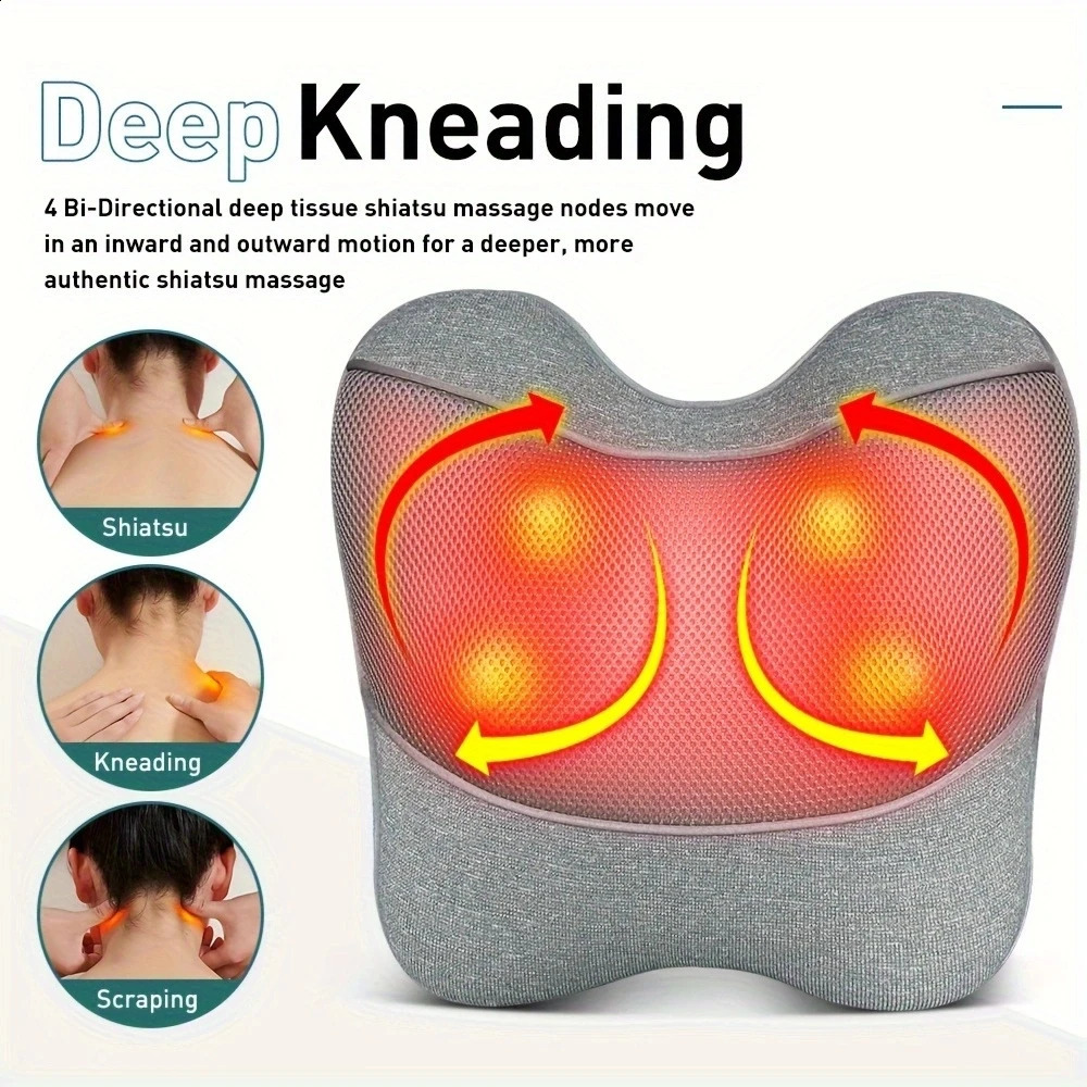 Finger pressure back and neck massage pillow with deep tissue kneading electric massager used for relaxing body muscles 240914