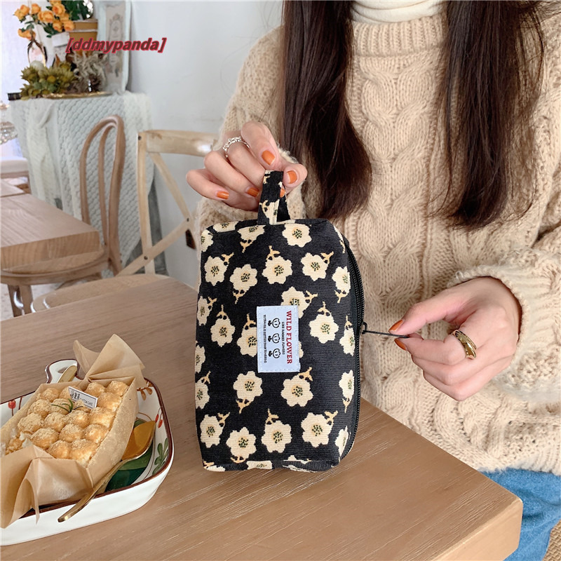 Korean Corduroy Handheld Makeup Toiletry Storage Bag, Portable Wallet for Women #13 ddmypanda
