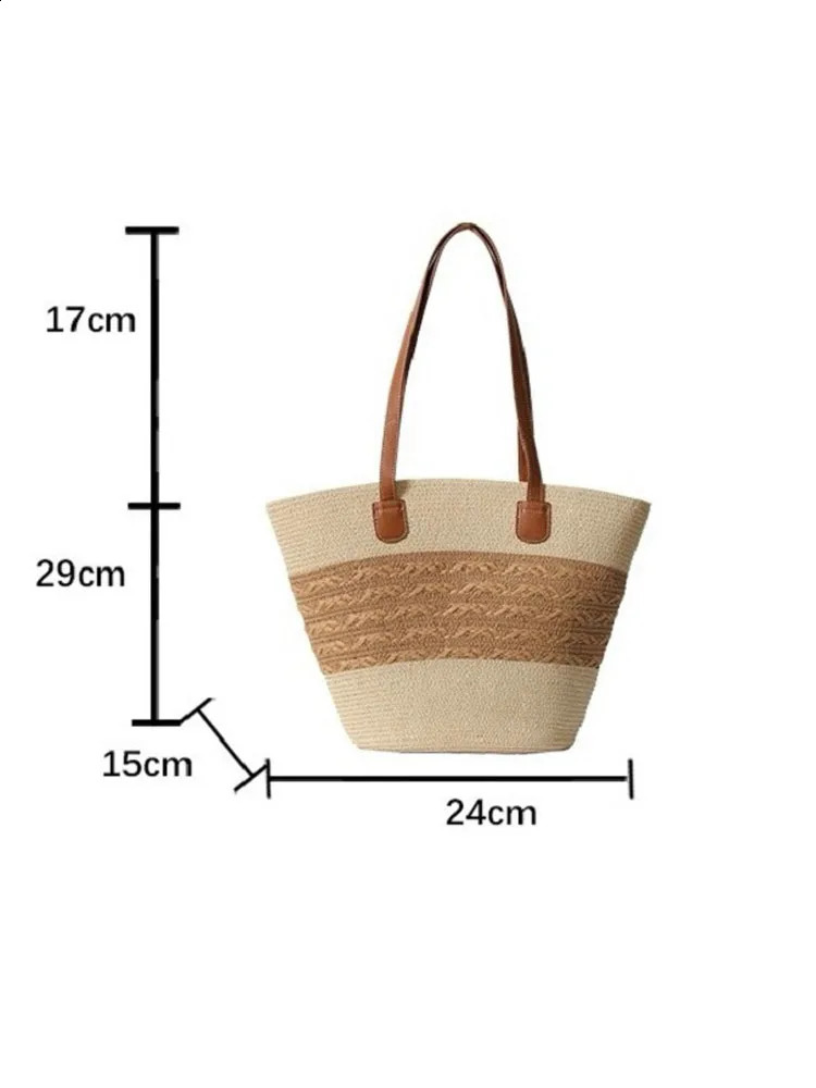French Garden Womens Large Capacity Handbag Shoulder Basket Beach Bag Summer 240913