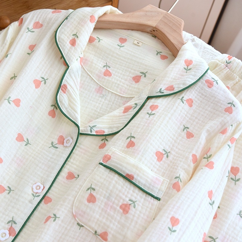 2024 Spring/Autumn 100% Cotton Platycodon Tul Wer Print Household Women's Pamas Summer Loungewear Sleepwear