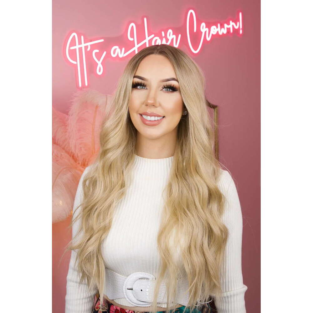 Honey Blonde Synthetic Layered Wavy 13X4 Lace Front Wig 10% Human Hair Mixed Heat Resistant Fiber Cosplay