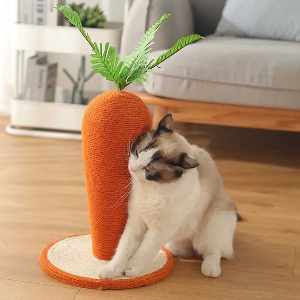 Cute Carrot Cat Tree Sisal Hemp Cat Scratch Board 40*30cm Logs Material Cat Tower Scratching Post Griffoir Chat