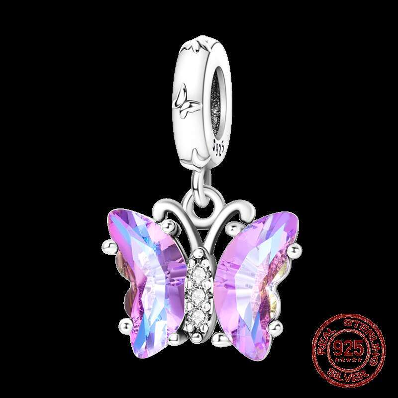 925 Fashion Silver sy Colorful Butterfly series pendent Beads Charms Fit Original Bracelet Jewelry diy making