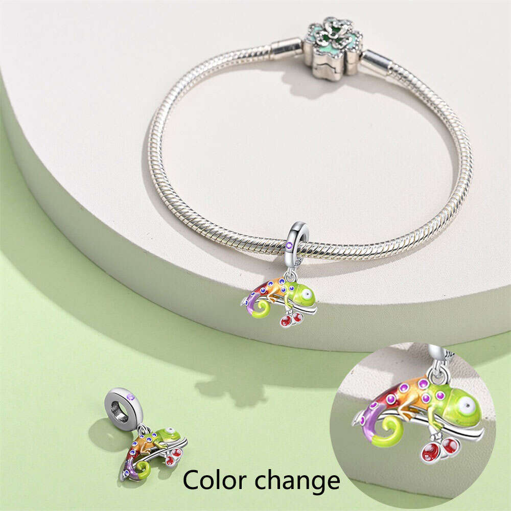 925 Sterling Silver wer Chameleon Change Color Charms Beads Fit Bracelets DIY Jewelry New Year's Gift