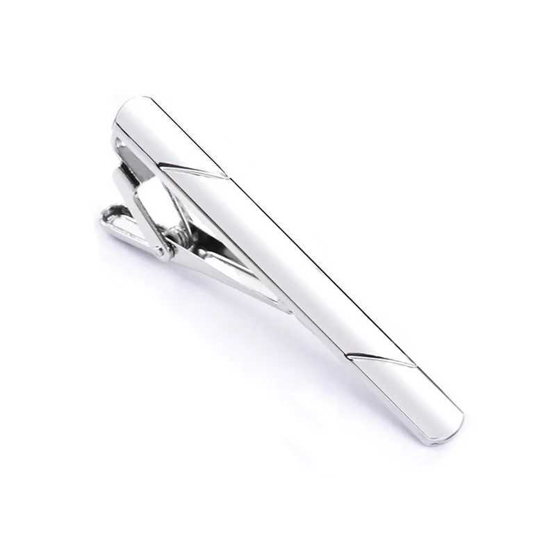 1 mens colored tie clip metal silver gold tone simple bar buckle practical black navy blue neck buckle W240914