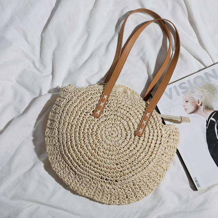 AMZZ 2024 New Fashion Grass Woven Single Shoulder Women's Beach Vacation Large Capacity Tote Bag