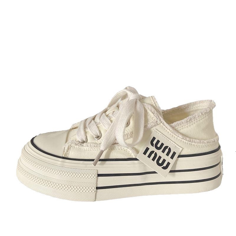 New Casual Height Increasing Platform Canvas Women Summer Outer White Sneakers Slipper Slip on Sandals Vulcanize Shoes