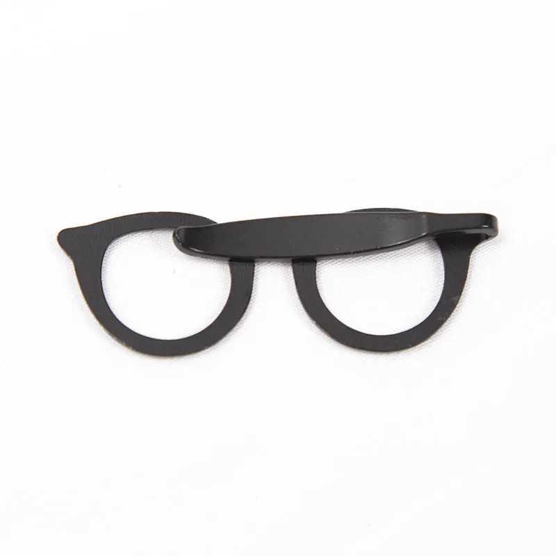 Black casual tie clip personalized glasses shape metal necklace buckle mens glasses commercial necklace pin set accessories gift W240914