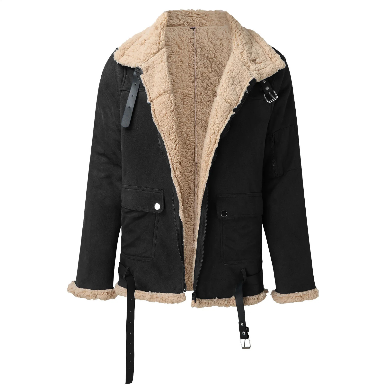 mens jacket lightweight Mens Fashion Simple Winter Coat Lapel Long Sleeve Padded Leather Vintage Thicken chaquetas 240905