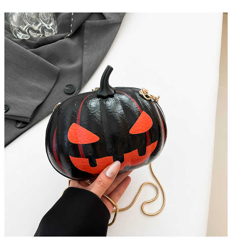 CMM Pumpkin Funny Shoulder Chain Bag Fashion and Niche Creative Circular Shoulder Bag Halloween Demon Crossbody Bag