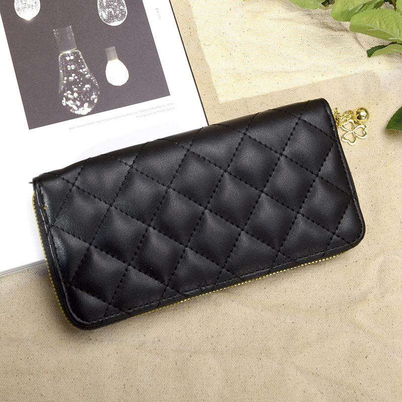 2024 New Ins Wind Lingge Long Fashion Large Capacity Handbag PU Zipper Women's Wallet
