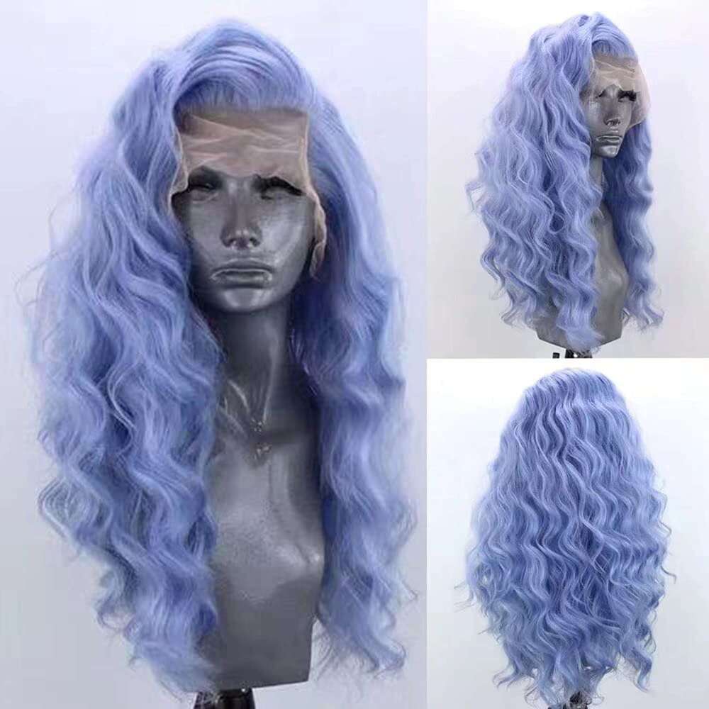 AIMEYA Front Body Wave Blue For Women Natural Haire Black Synthetic Lace Wigs Daily Use Cosplay Wig