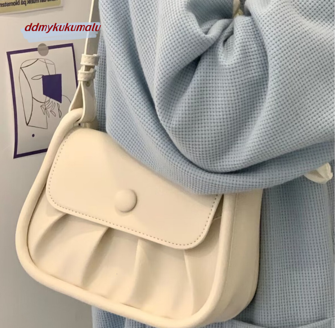 Women's 2024 New Trendy Girls High Quality Small Square with Folded Underarm Versatile One Shoulder Crossbody Bag H724#24 kukumalu