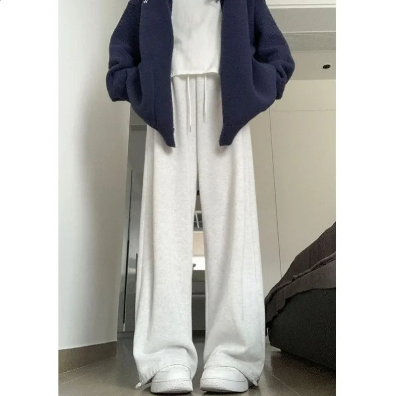 Deeptown basic gray sports pants Korean fashion jogging bag womens casual Harajuku loose wide leg mens summer 240913