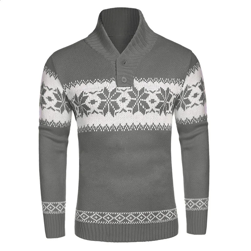Mens Pullover Sweater Autumn and Winter Long Sleeved Christmas Casual Fashion Jacquard Knitted Sweater Clothing for Men 240904