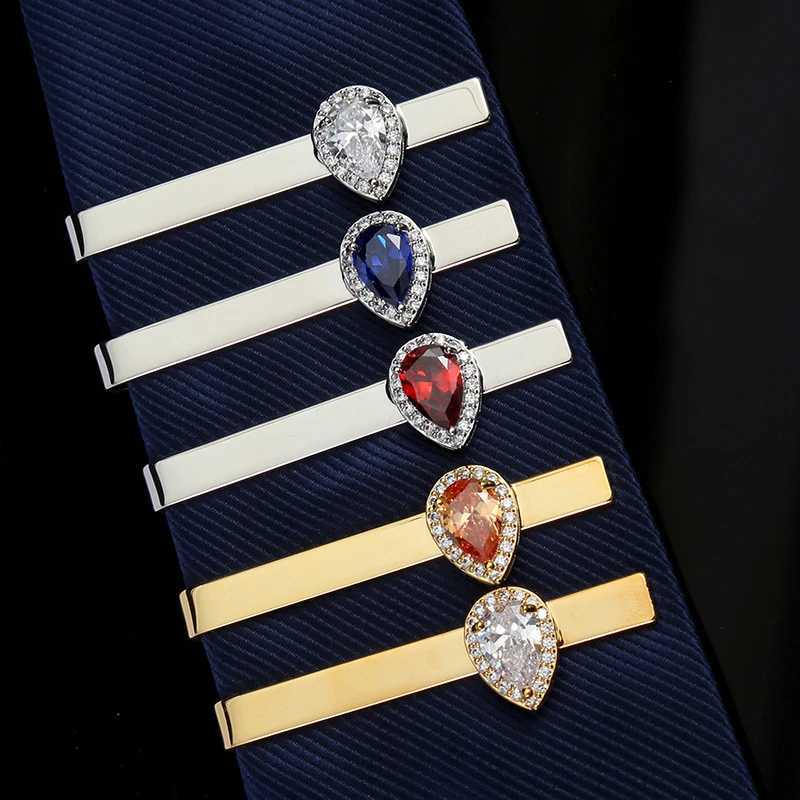 High end mens tie clip mens fashionable wedding dress necklace accessories jewelry luxury water droplet zircon tie clip mens gift W240914