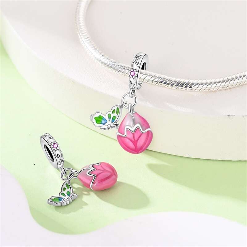 New 925 Sterling Silver wers Gem Butterfly Charms Beads Fit Original Bracelet DIY Warm Birthday Jewelry Gift