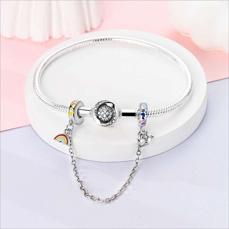 925 Sterling Silver Starfish Crab Butterfly Safety Chains Spacer Beads Charms Fit Original Bracelet DIY Jewelry