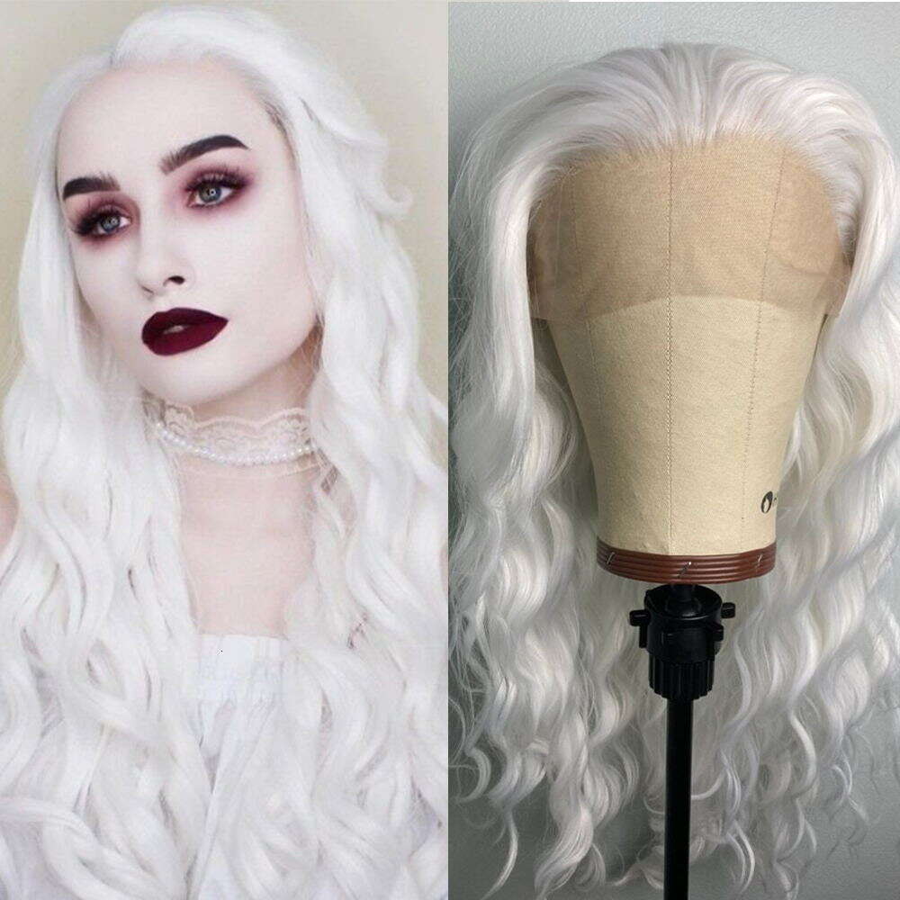 Snow White Lace Front 13X3 Cosplay Heat Safe Synthetic Wig Long Curly Wigs Free Part Realistic Natural Haire For Women
