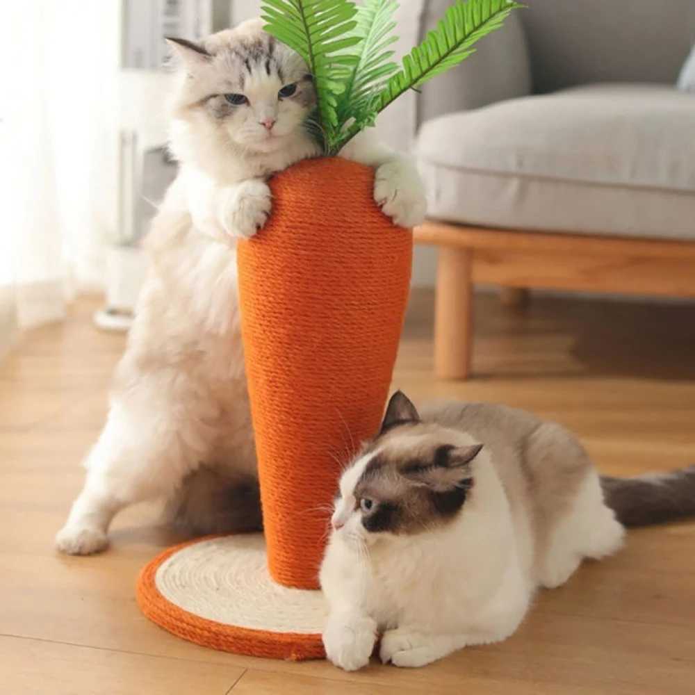 Cute Carrot Cat Tree Sisal Hemp Cat Scratch Board 40*30cm Logs Material Cat Tower Scratching Post Griffoir Chat