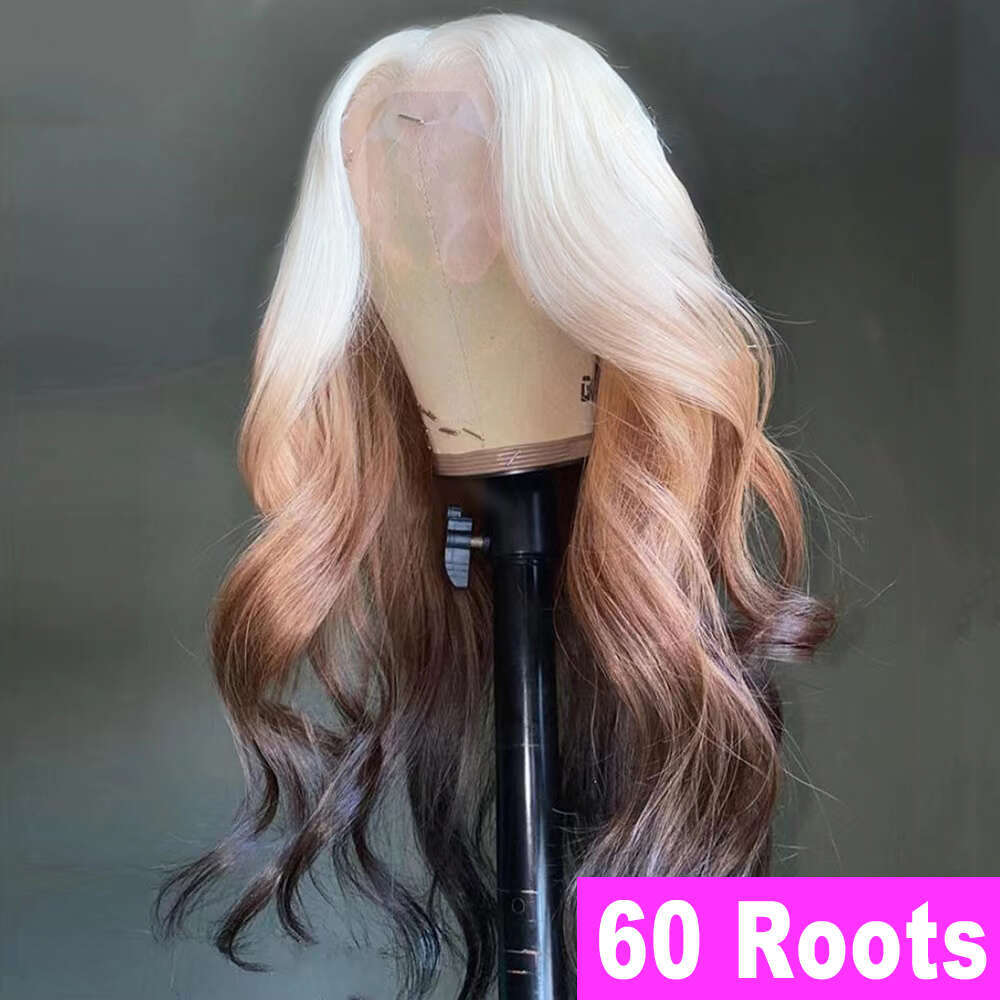 AIMEYA Ombre Color Front For Women Silky Long Body Wave Synthetic Lace Hair Daily Use Fashion Wig