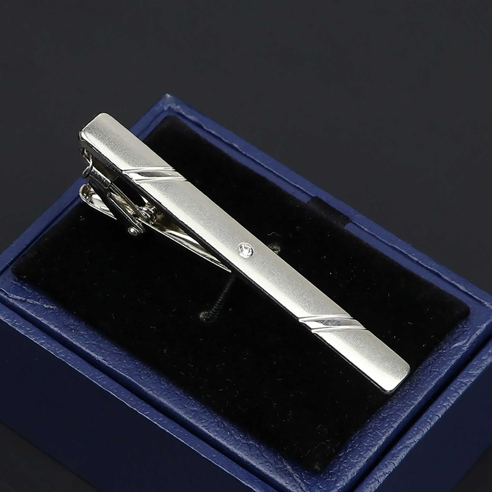 Mens metal tie clip silver bright chrome stainless steel jewelry tie buckle suitable for parties weddings business tie accessories W240914