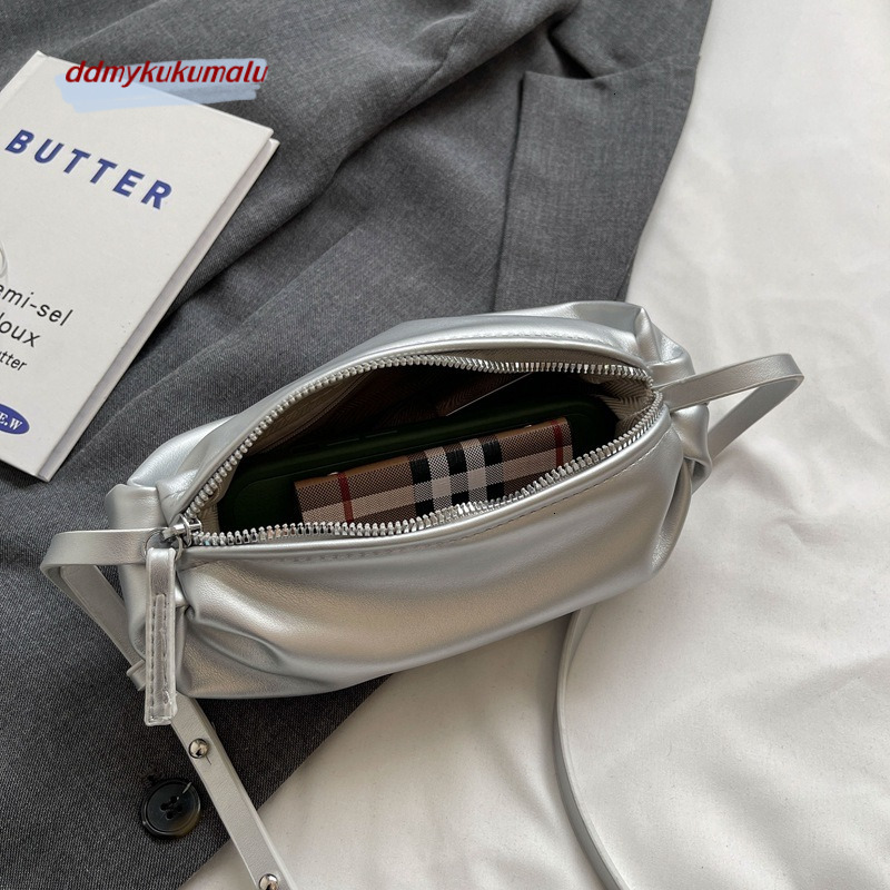 Single shoulder Korean version pleated cloud silver niche design backpack large capacity commuting casual versatile bag for women H724#22 da133