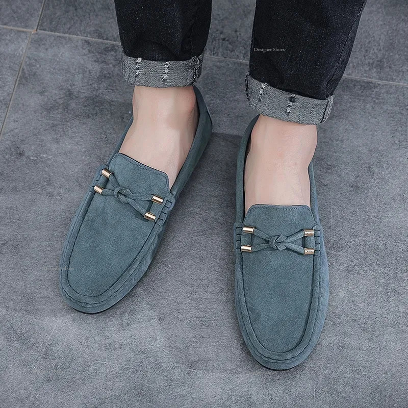 Shoes Spring Men's 2024 New Lazy Soft Sole Kick Men's Driving Casual Leather Shoes