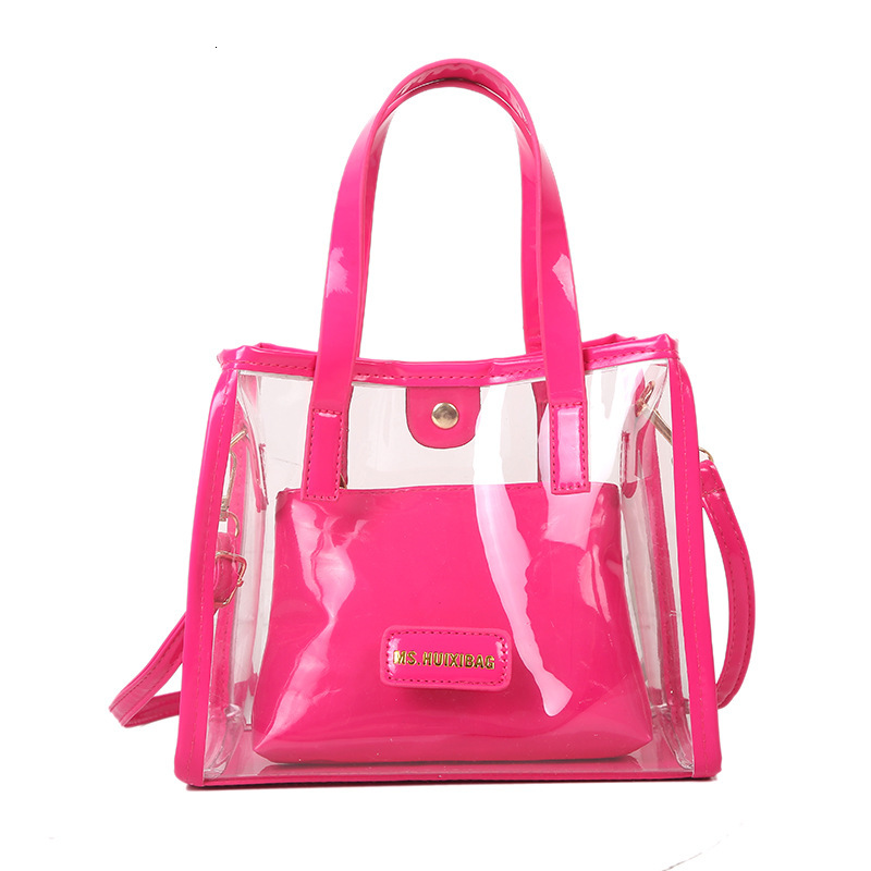 2024 trendy large capacity fashionable transparent handbag jelly beach bun mother shoulder tote bag