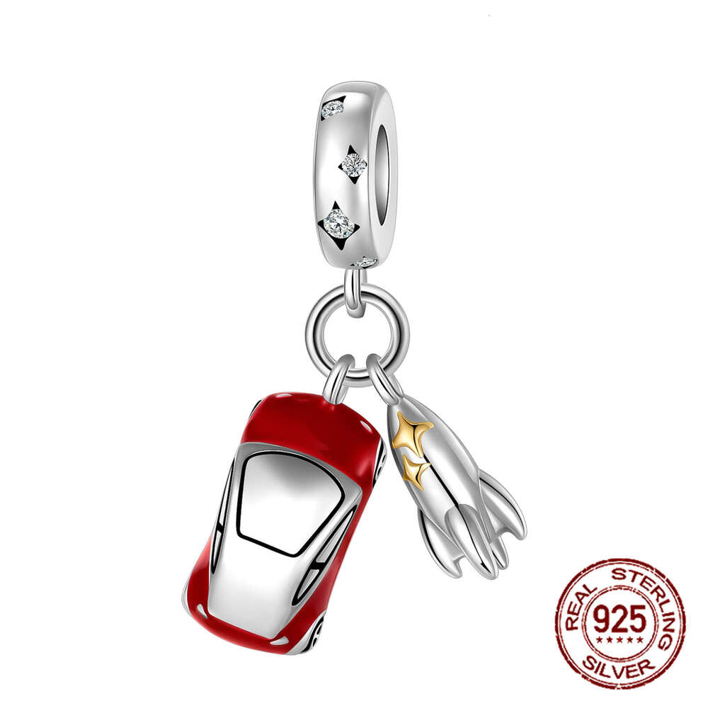 925 Silver Fashion Red Car Key bus Pendents beads Fit Original Bracelet Charms For Women Party Jewelry making diy