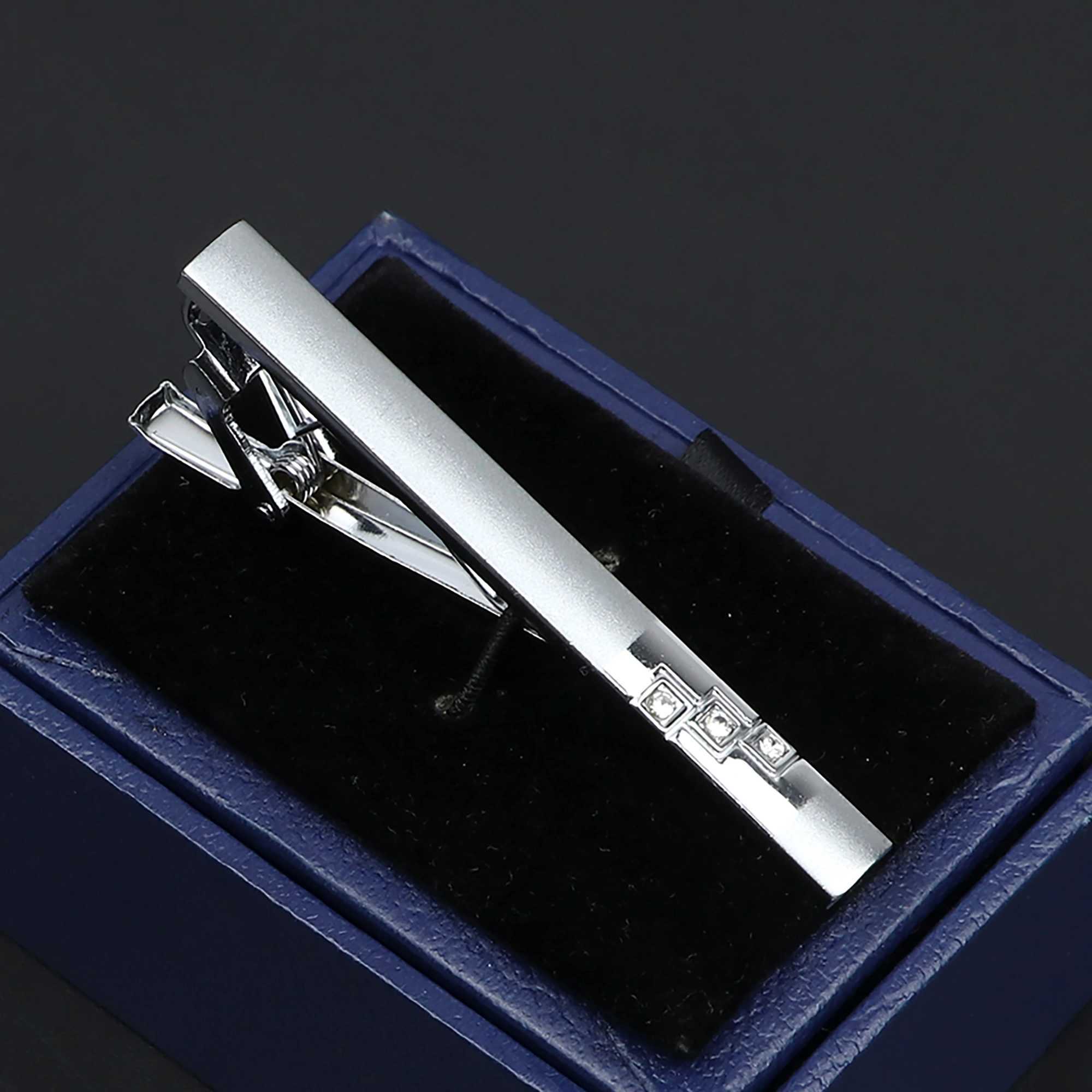 Mens metal tie clip silver bright chrome stainless steel jewelry tie buckle suitable for parties weddings business tie accessories W240914