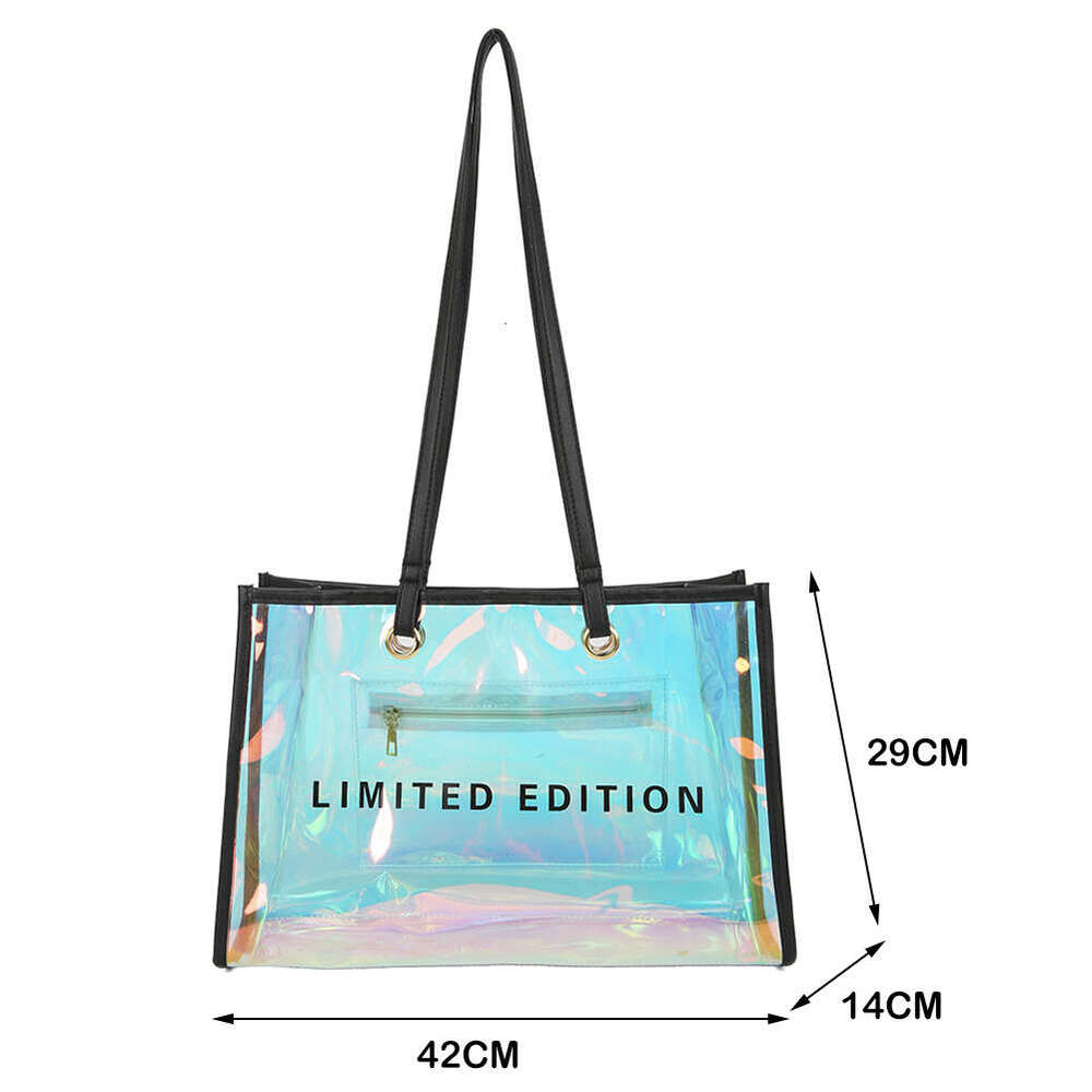 Designer bag Cute Holo Transparent Bags For Women Laser Clear Handbags Holographic PVC Candy Beach Waterproof Shoulder Bags Jelly Femme Bolso tote bag