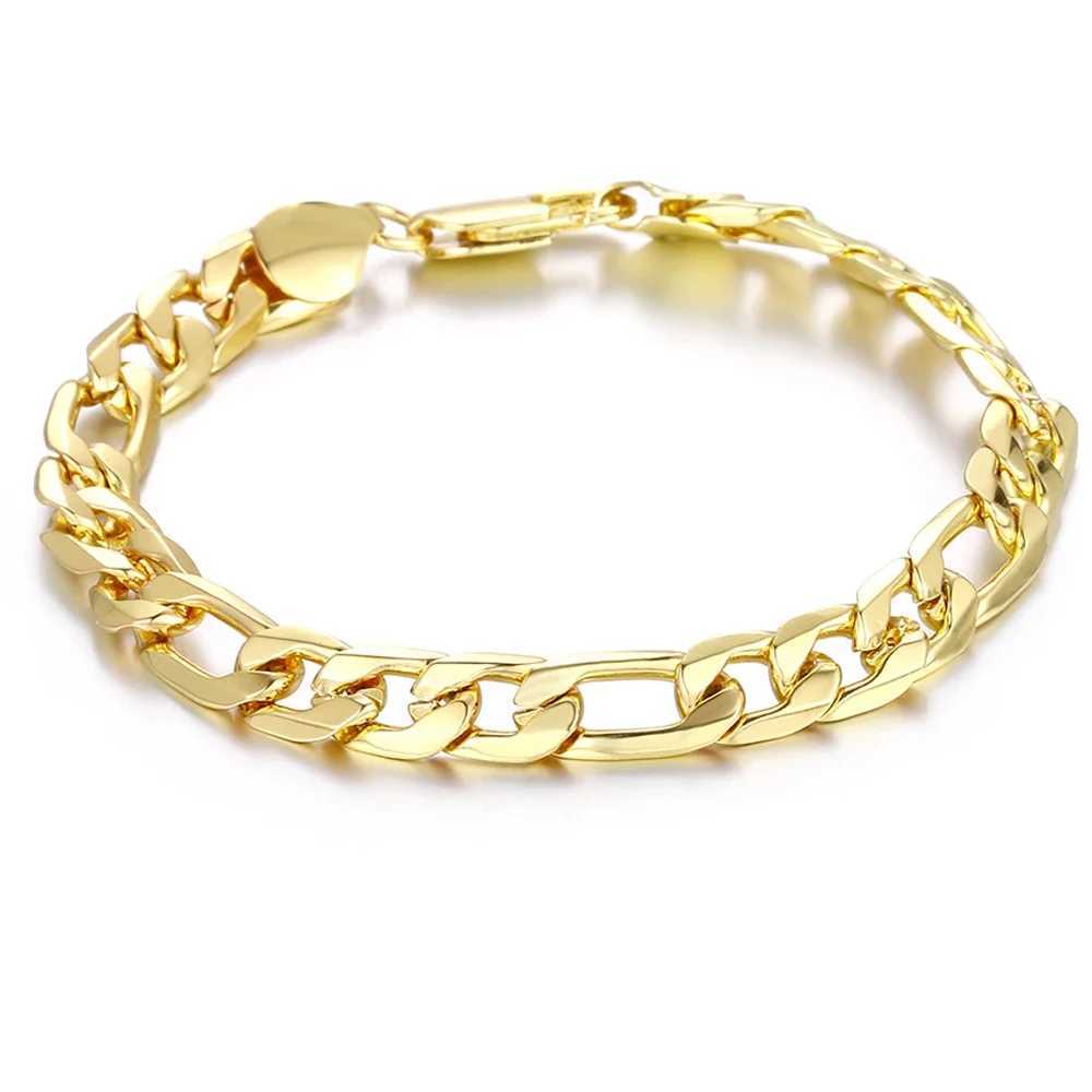Inch Gold 8 Figaro Chain Bracelet for Women: 8MM Wide, Gold/Sier Two-Tone, Wedding & Fashion Jewelry Gift 4 MM /Sier
