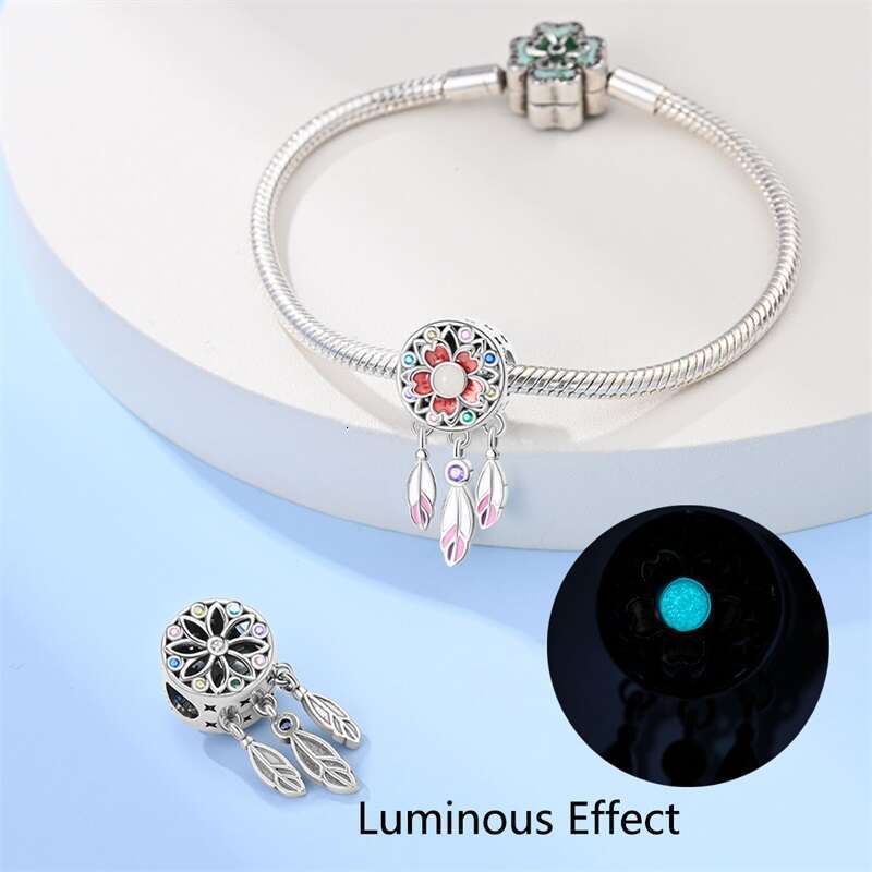 New 925 Sterling Silver Butterfly Dream catcher Tassel Charms Pendant Feather Bead Fit Original Bracelets DIY Jewelry