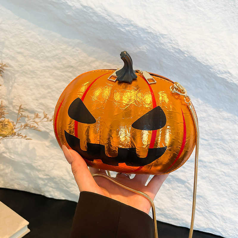 CMM Pumpkin Funny Shoulder Chain Bag Fashion and Niche Creative Circular Shoulder Bag Halloween Demon Crossbody Bag