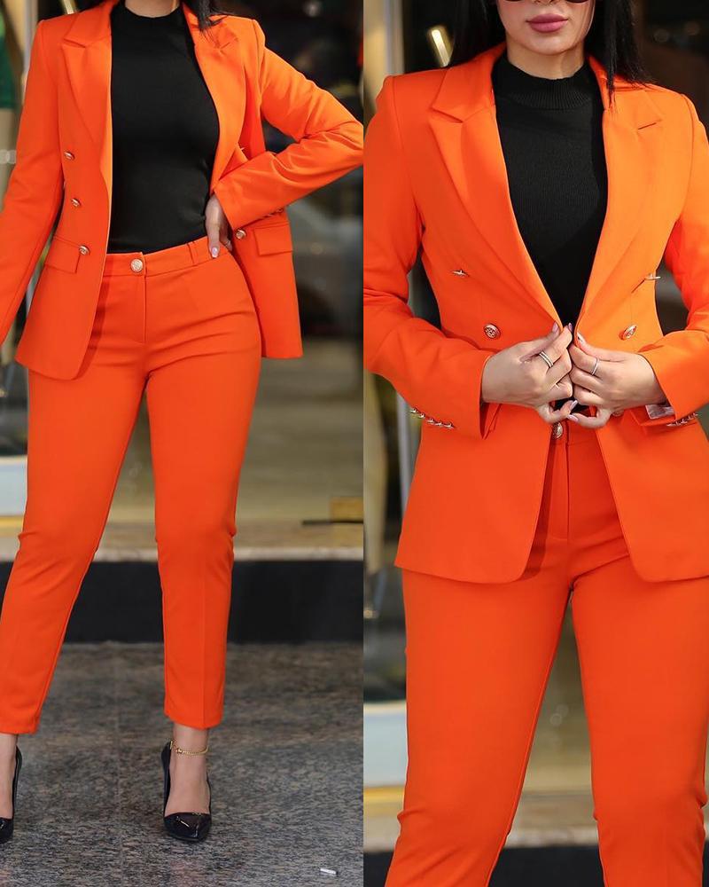 C0527 New Arrival ladies Suits Office Wear Solid Long Sleeve Pants And Blazer Set Elegant Casual Suits Set For Women
