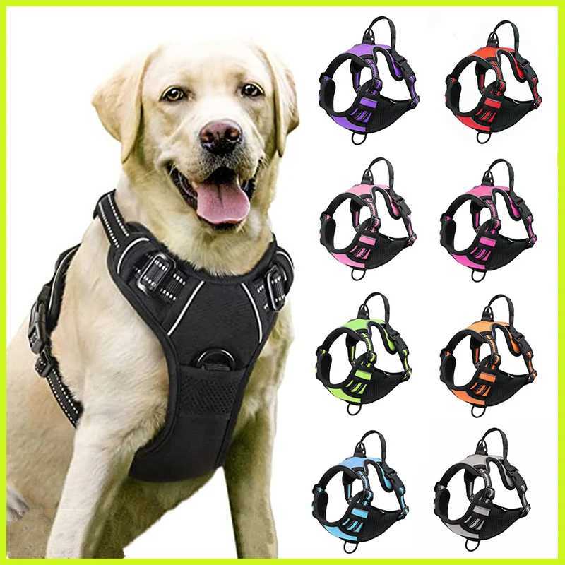 No Pull Dog Harness Front Clip Heavy Duty Reflective Easy Control Handle for Large Dog Walking