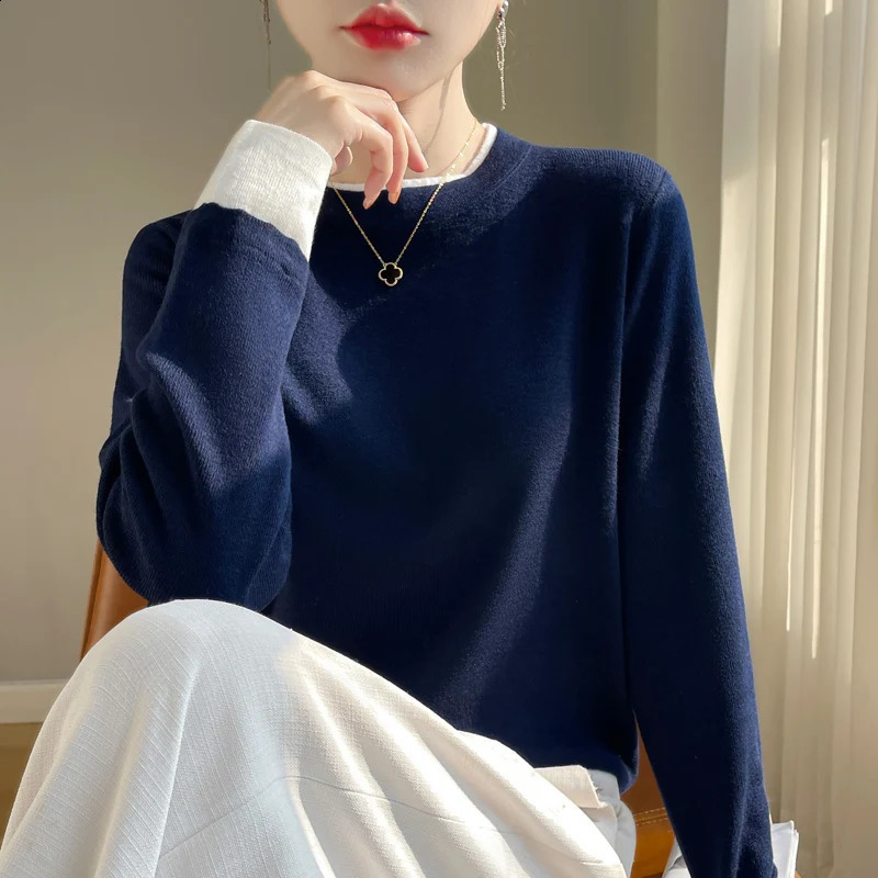 Knitted floral womens twopiece color blocked sports shirt loose fitting 240906
