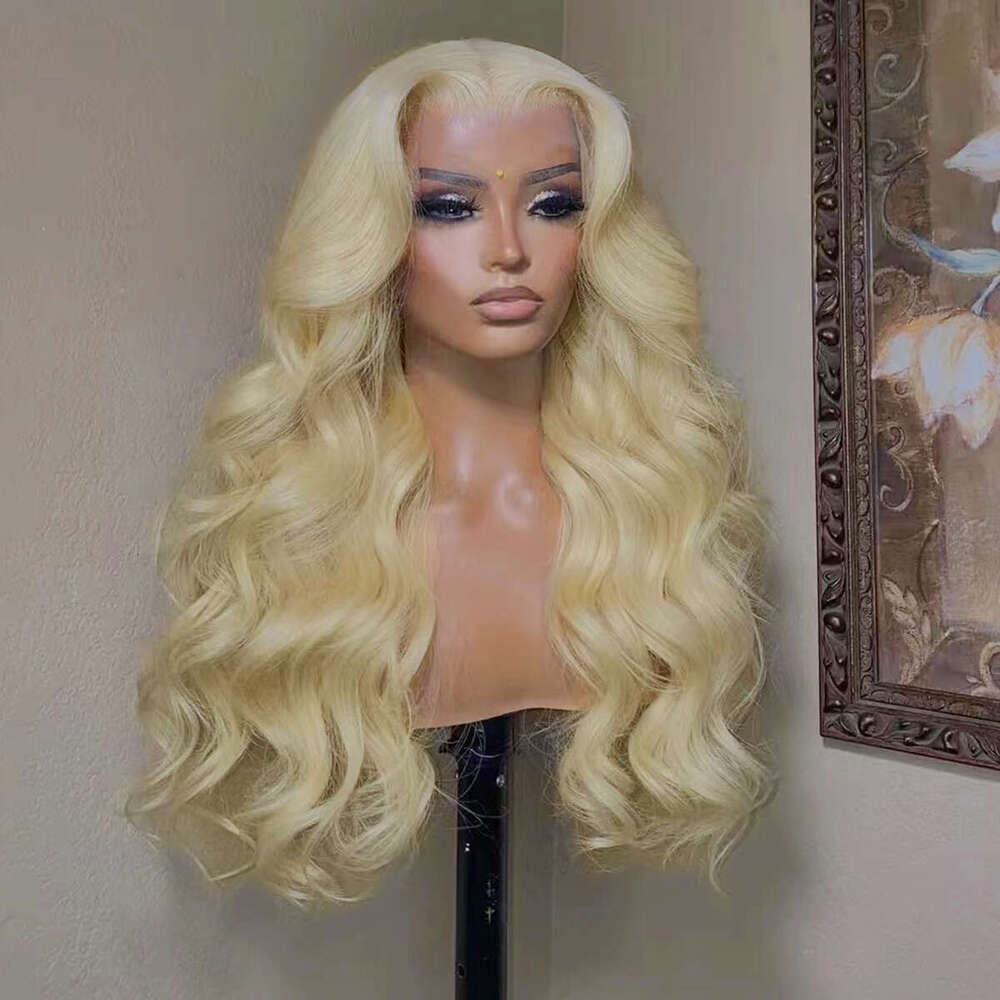 AIMEYA 613 Lace Front Golden Blonde Long Natural Wave Synthetic Hair Wigs For Women Heat Resistant Daily Use Wig