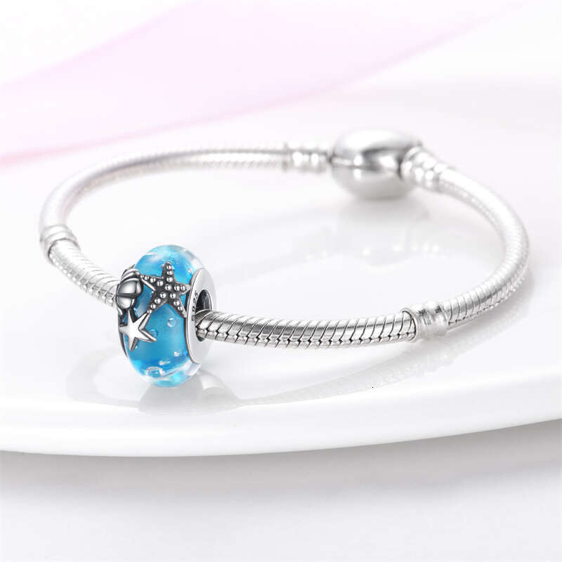 925 Sterling Silver Colorful Butterfly Dolphin Luminous Glass Charms Beads Fit Original Bracelets Fine DIY Jewelry
