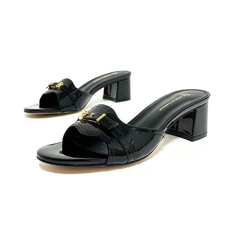 Thick high heels slippers women sandals genuine leather slides outdoor and indoor designer shoes size 35-44