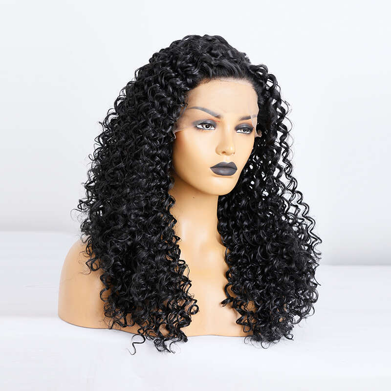 High Density Synthetic Curly Wigs For Women Human Hair 10% Mixed Glueless Heat Resistant Preplucked Lace Front Wig With Babyhair