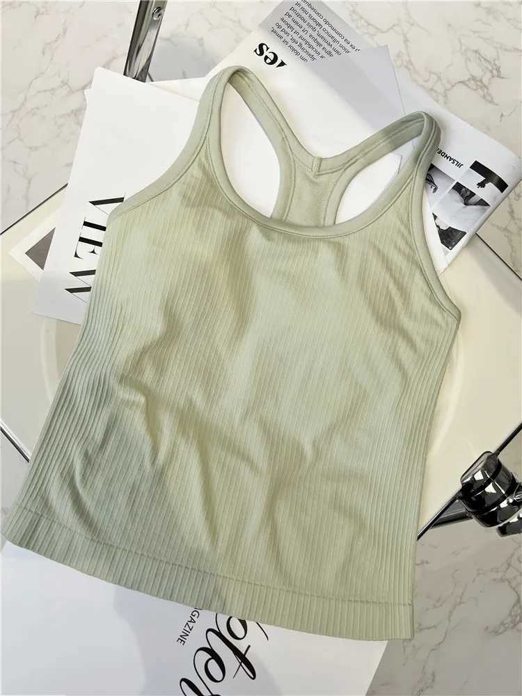 Women Longline Inner Padded Racerback Crop Tank Tops Basic Lounge Slim Fit Workout Tops for Gym Yoga Fitness M240914