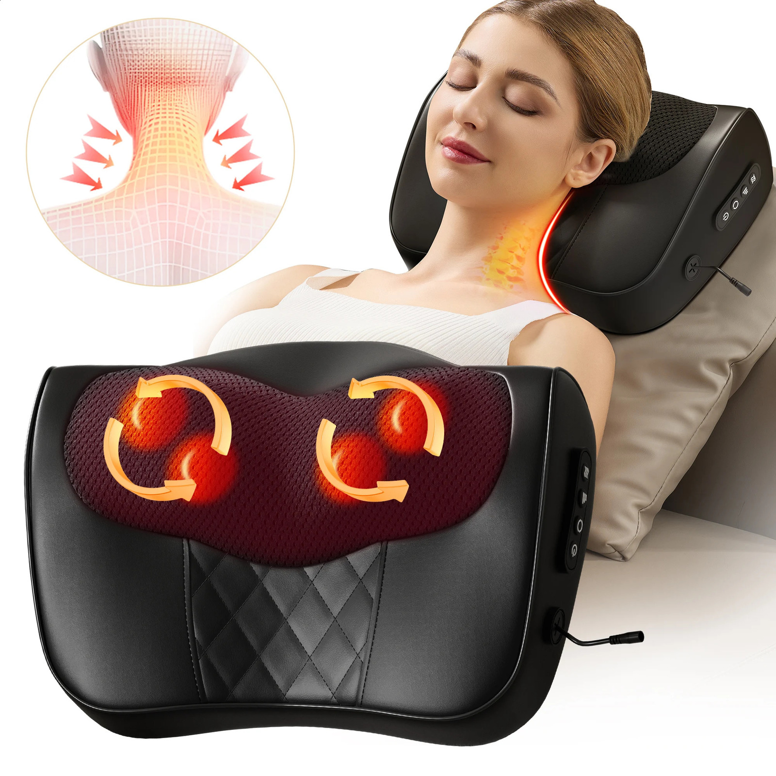 Back massager neck massager with 3D kneading massage pillow used for pressure gifts women mothers fathers relaxing in office at home 240914