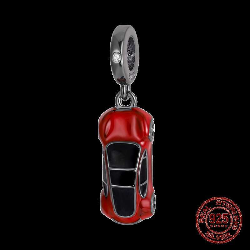 925 Silver Fashion Red Car Key bus Pendents beads Fit Original Bracelet Charms For Women Party Jewelry making diy