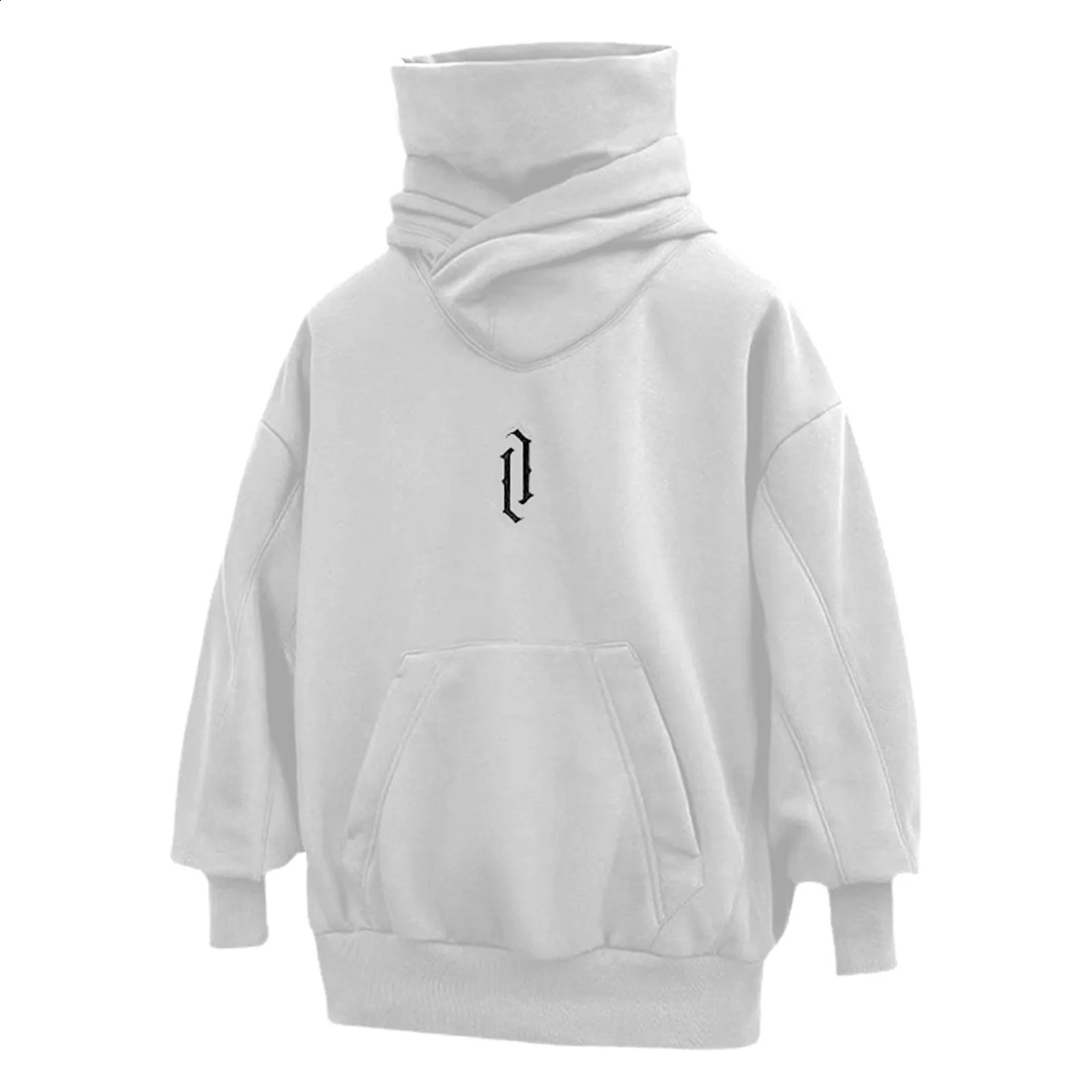 Ninja Neck Hoodies Man Autumn And Winter Fleece Sweatshirt Hip Hop Solid Long Sleeve Hoodie Pocket Loose Hooded Y2k Clothes Men 240904