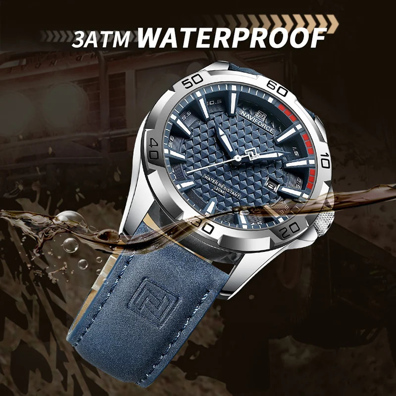 NAVIFORCE Men Fashion Quartz Watches Male Leather Strap Sport Waterproof Wristwatches CalendarClock Relogio Masculino 240906